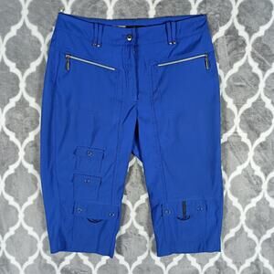 Jamie Sadock Golf Capri Shorts Women Size 0 Blue Stretch Zip Cargo Pocket